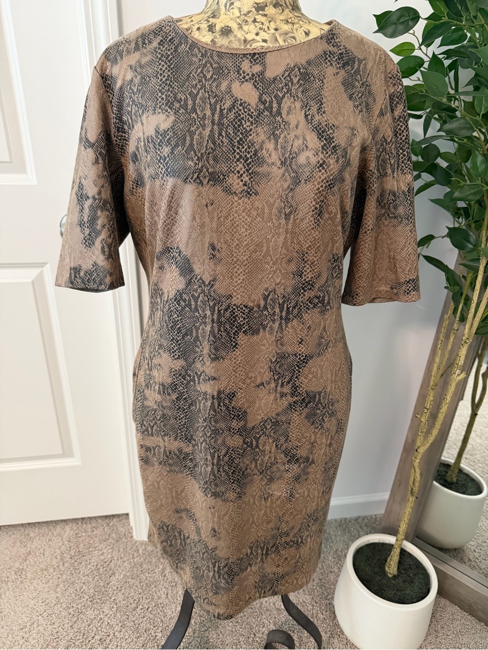 Carmen Marc Valvo Snake-Print Sheath Dress